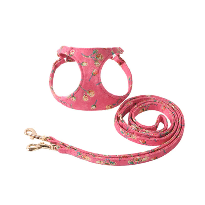 Vintage Floral Dog Harness & Leash Set – Soft Lightweight & Stylish - Image 2