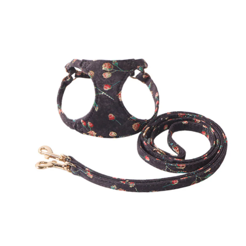 Vintage Floral Dog Harness & Leash Set – Soft Lightweight & Stylish - Image 3