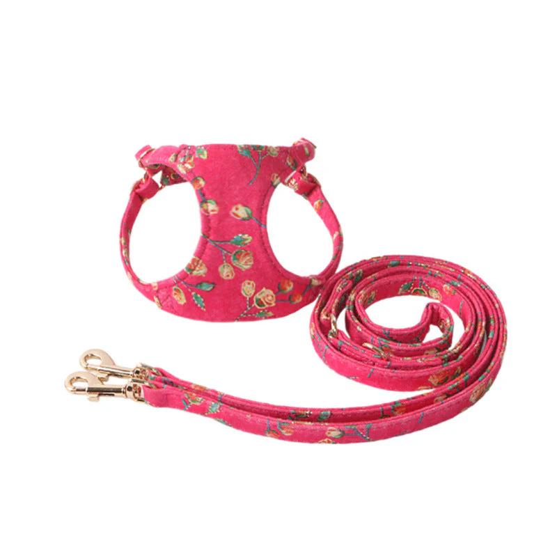 Vintage Floral Dog Harness & Leash Set – Soft Lightweight & Stylish - Image 4