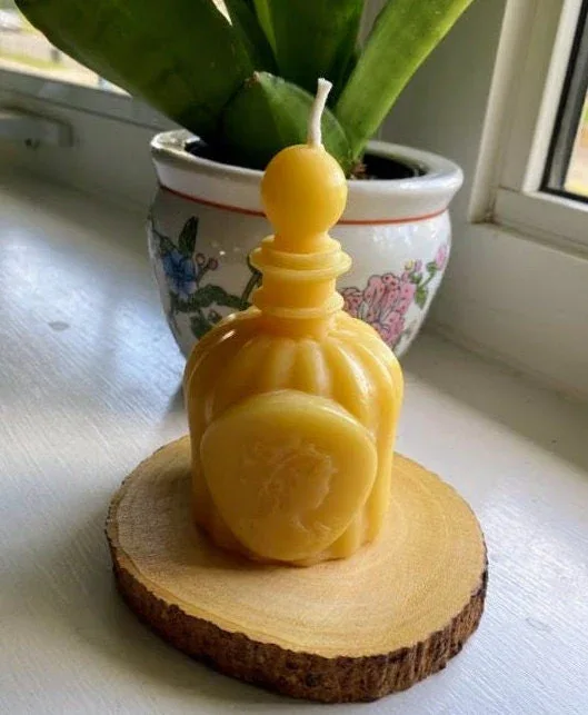 Vintage Perfume Bottle Beeswax Candle - Image 2