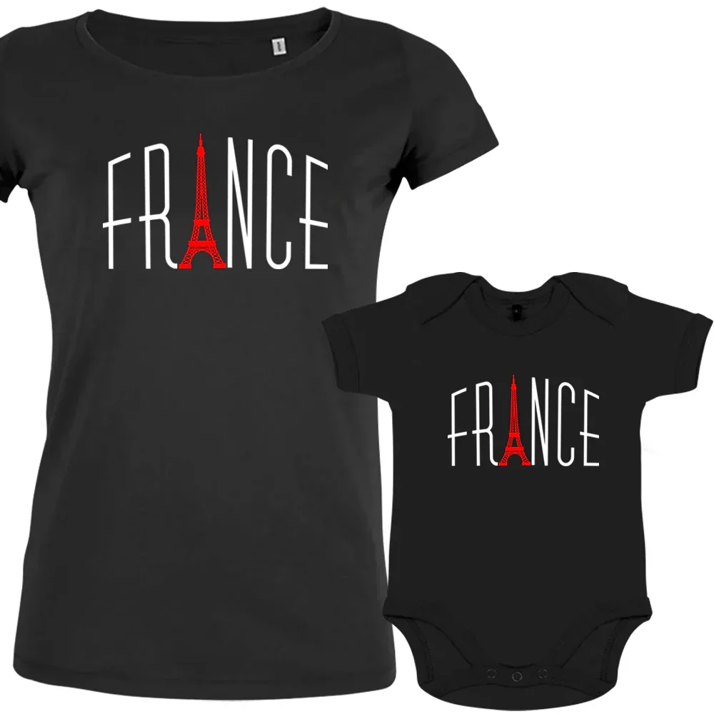 Vive La France With Eiffel Tower Mom and Baby Organic Cotton family Set (Set of 2) - Image 3