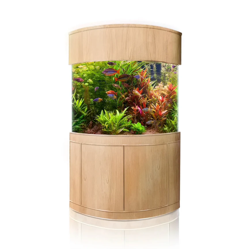 WARRANTY INCLUDED!155 gallonGLASS corner aquarium fish tank wood stand GoldenOak - Image 3