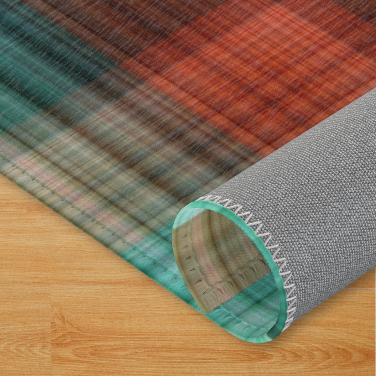 Washable Pet Playpen Floor Mat Rug, Green Flannel - Image 4