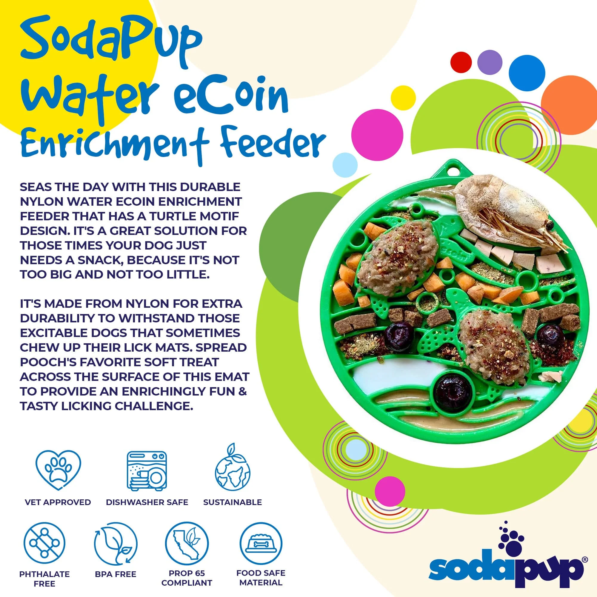 Water Nylon eCoin Durable Enrichment Snacking Coin for Dogs | USA-Made Lick Mat Alternative - Image 2
