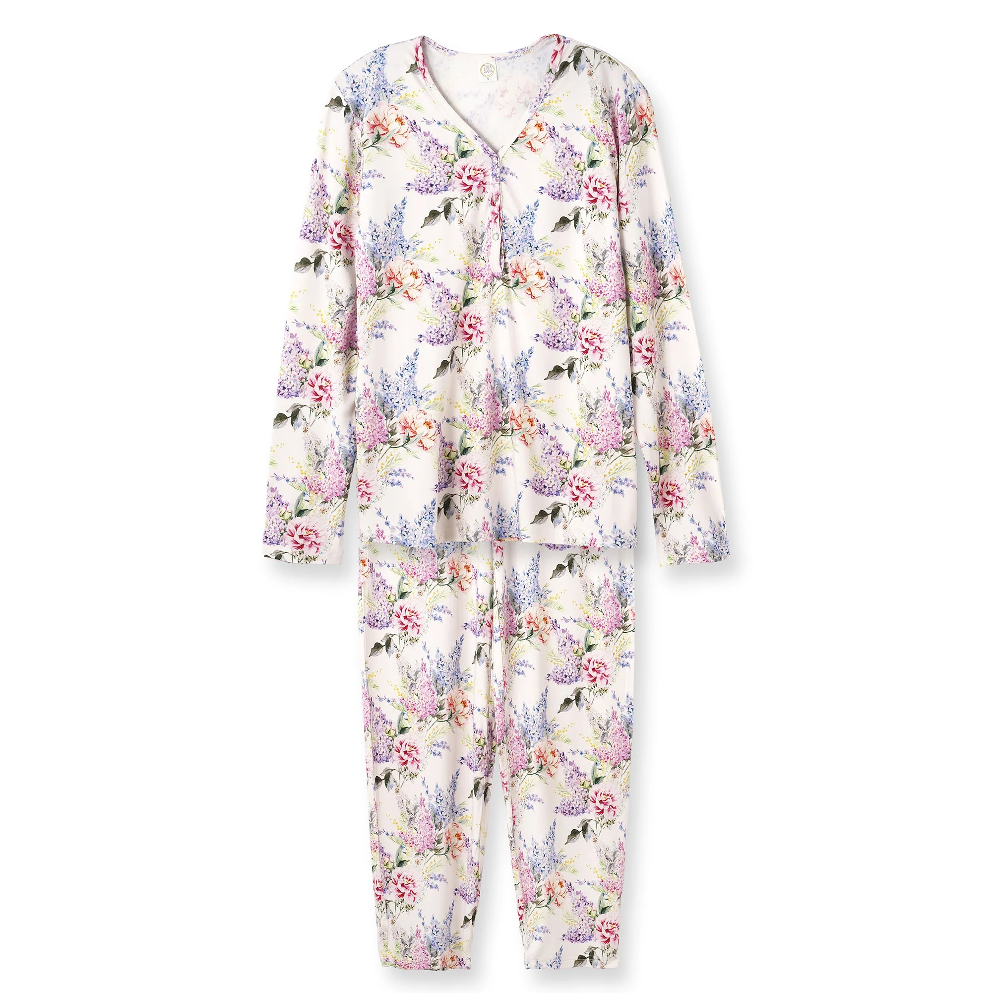 Watercolor Floral Bamboo Women’s Pajama Set - Image 3