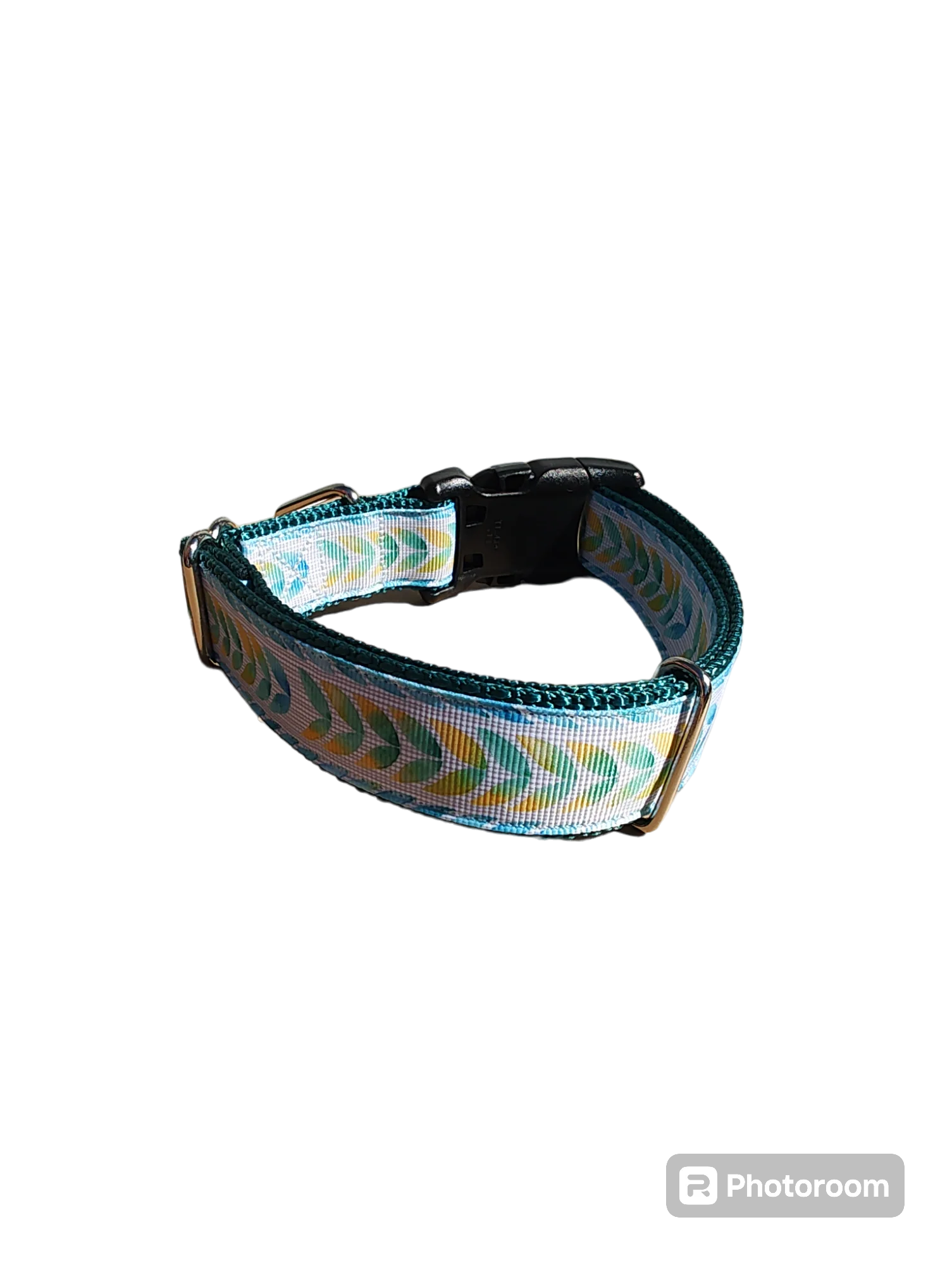 Watercolor Leaves Nylon Dog Collar - Image 2