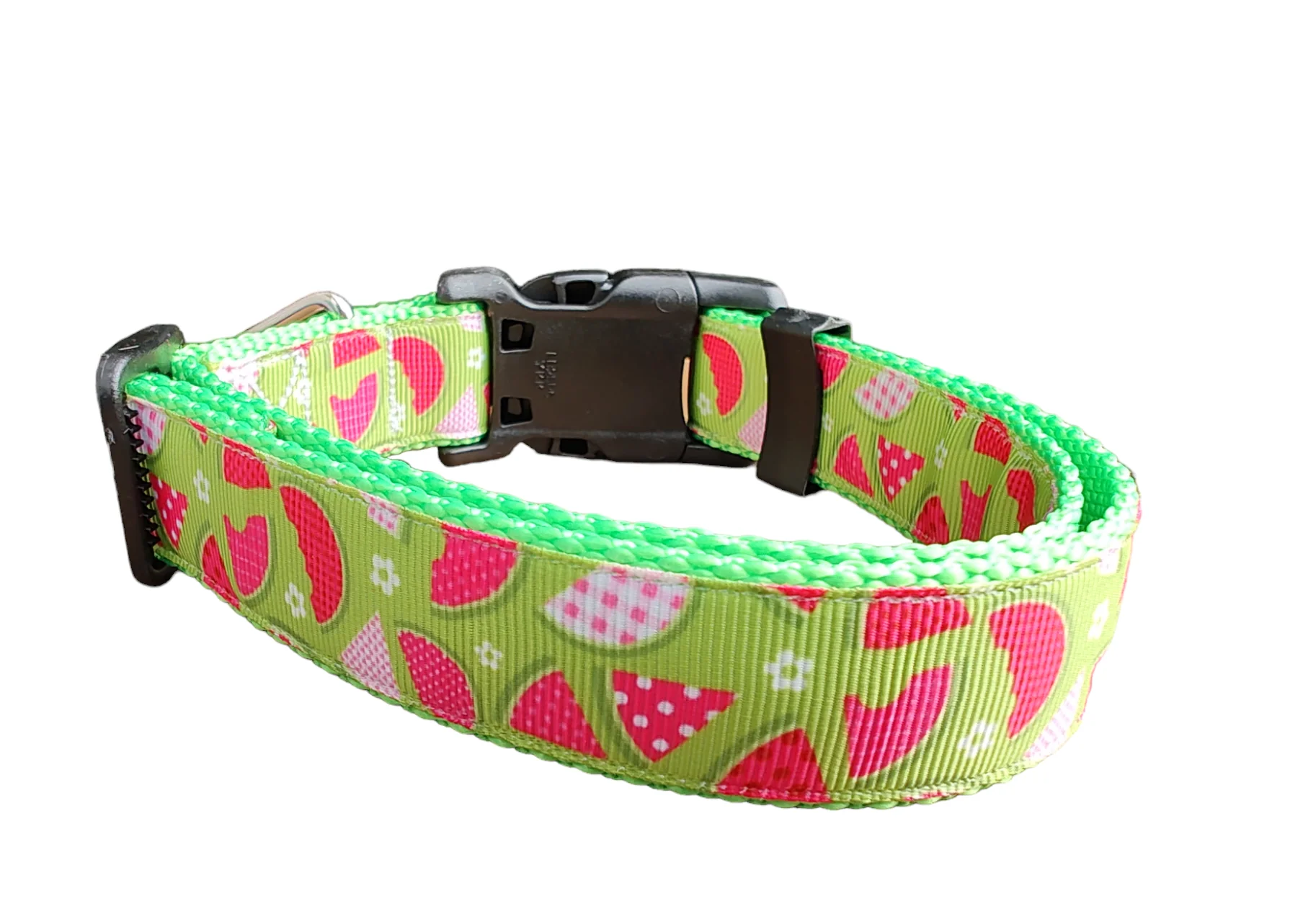 Watermelon Picnic Hot Pink Nylon Dog Collar MD, LG, XL, Leash - Image 6