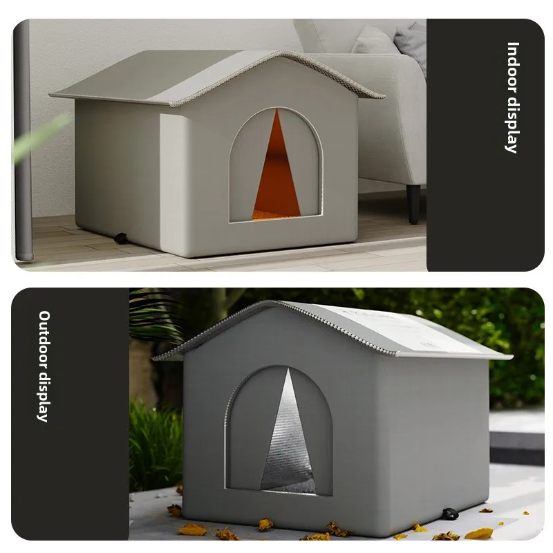 Waterproof Outdoor Pet House – Winter Warm Cat & Small Dog Cave Bed | Foldable, Washable, Cozy Shelter - Image 6