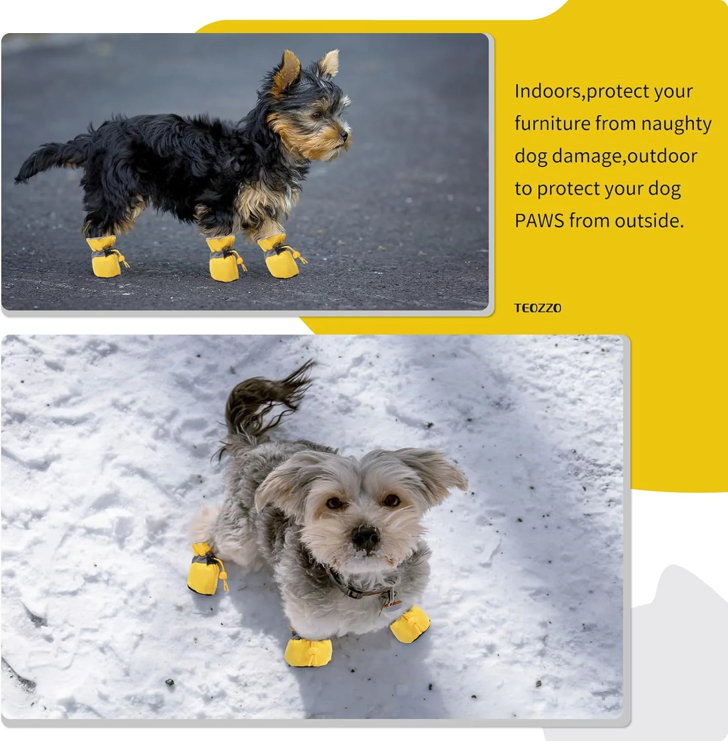 Waterproof Reflective Dog Boots – Winter Warm Anti-Slip Pet Shoes with Adjustable Drawstring, for Small Dogs & Puppies (Set of 4) - Image 6