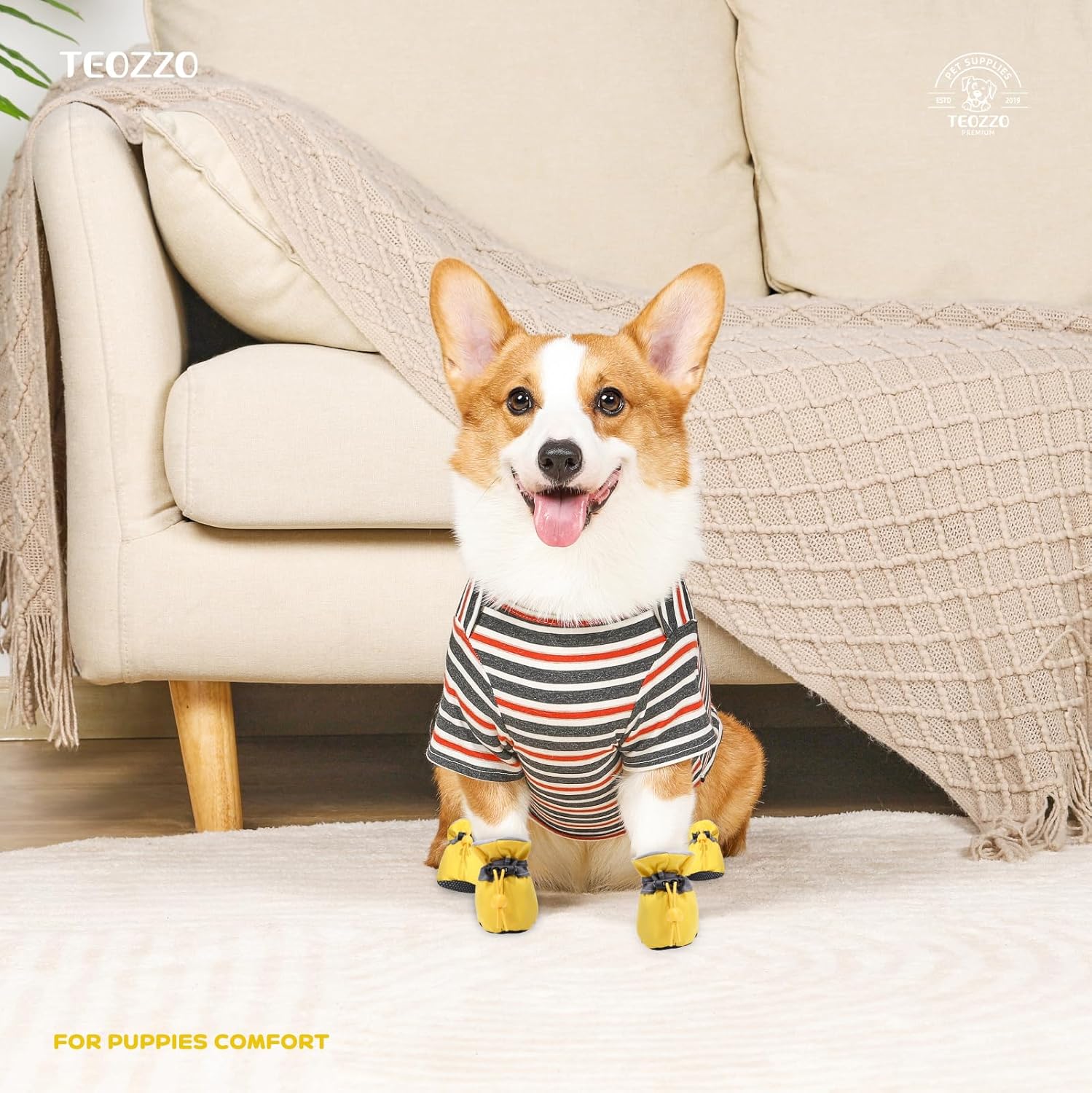 Waterproof Reflective Dog Boots – Winter Warm Anti-Slip Pet Shoes with Adjustable Drawstring, for Small Dogs & Puppies (Set of 4) - Image 7