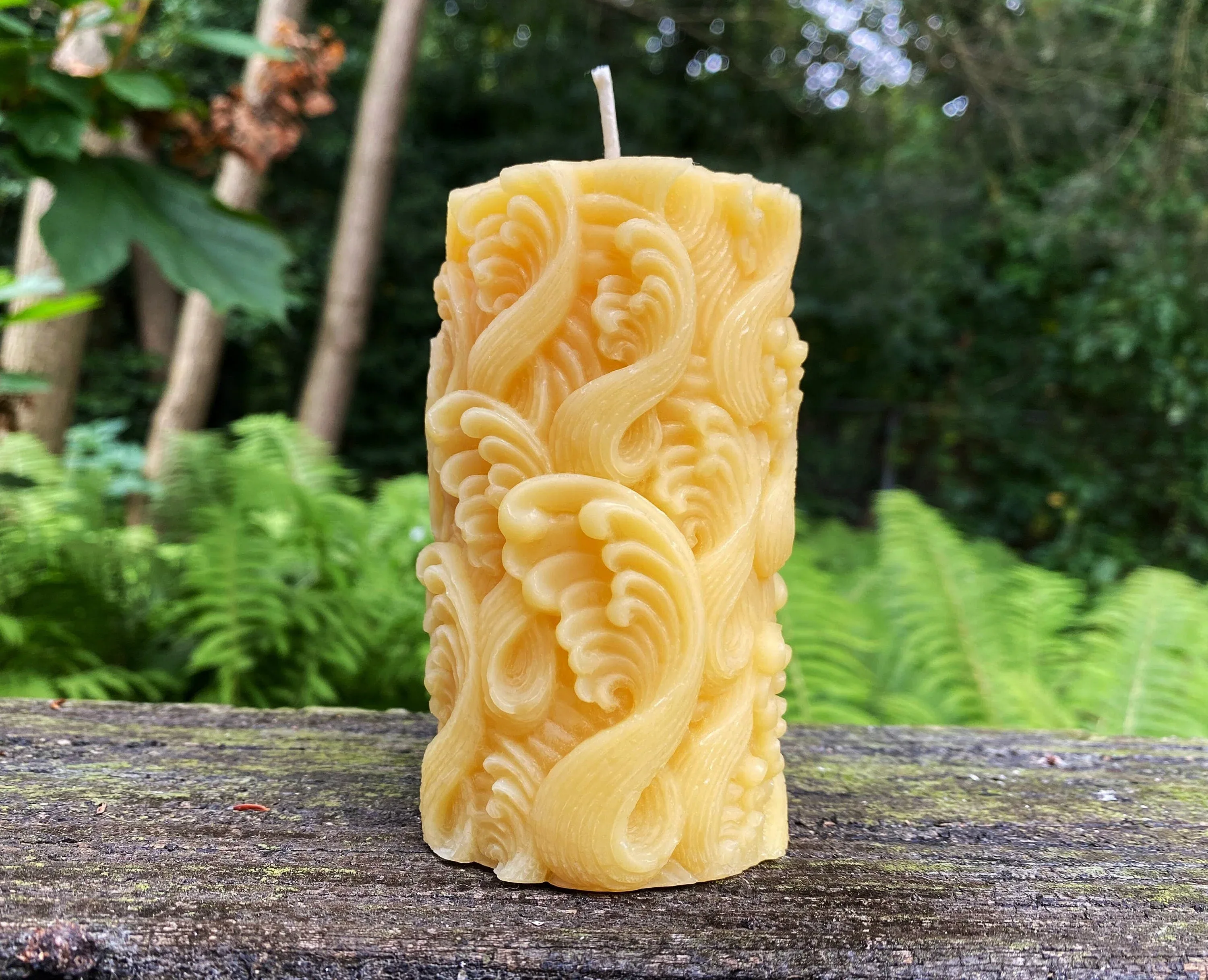 Wave Beeswax Pillar Candle - Image 2
