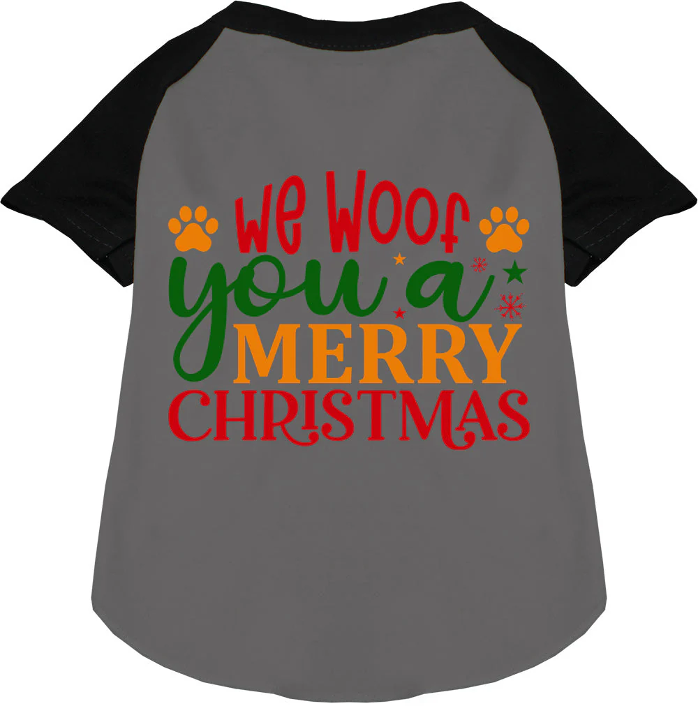 We Woof You a Merry Christmas Pet Raglan Shirt - Image 3