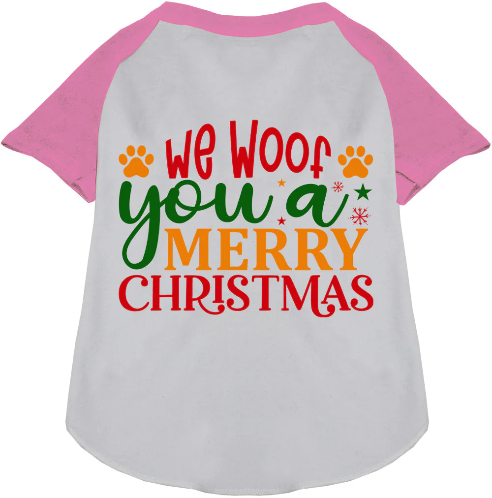 We Woof You a Merry Christmas Pet Raglan Shirt - Image 6