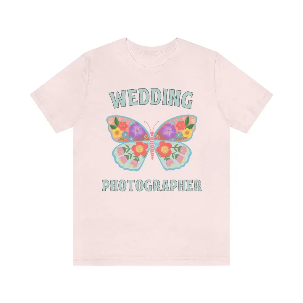 Wedding Photographer Tee Shirt: Retro Butterfly - Image 2