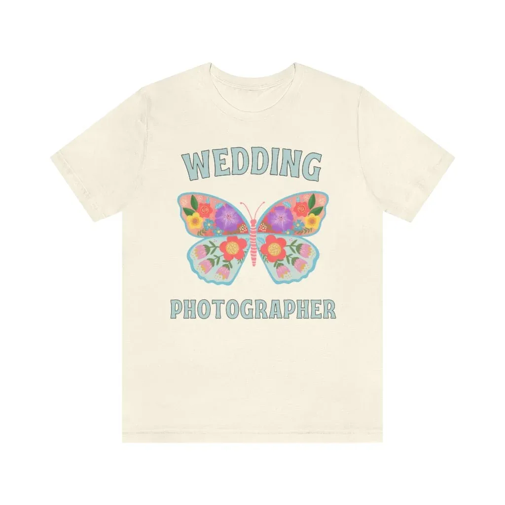 Wedding Photographer Tee Shirt: Retro Butterfly - Image 3