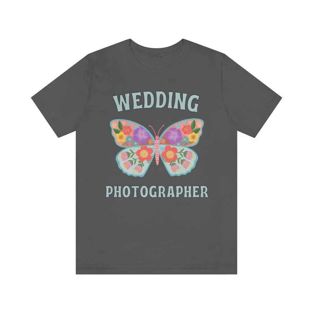 Wedding Photographer Tee Shirt: Retro Butterfly - Image 4