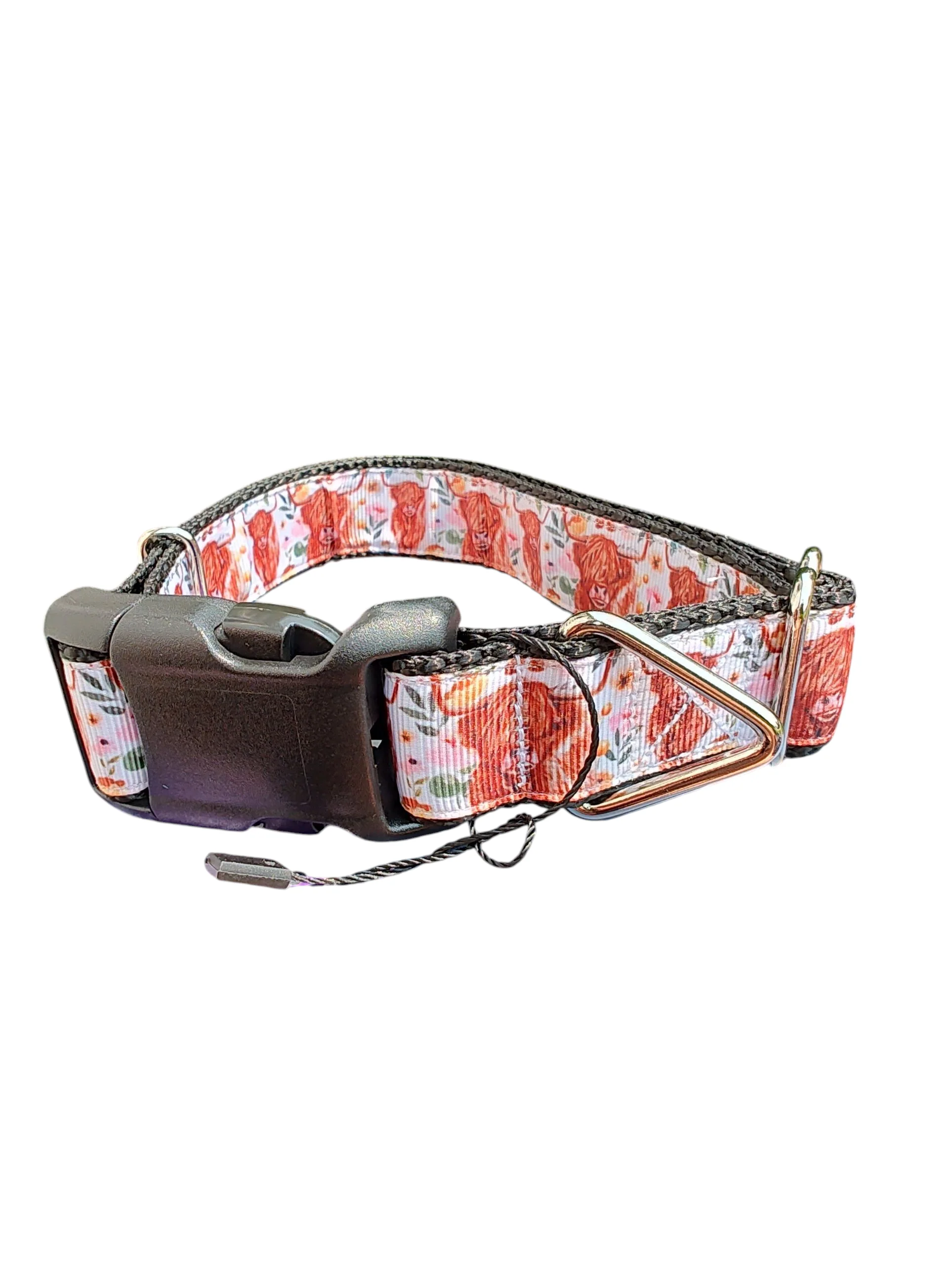 Western Highland Cow Flowers Nylon Dog Collar - Image 2