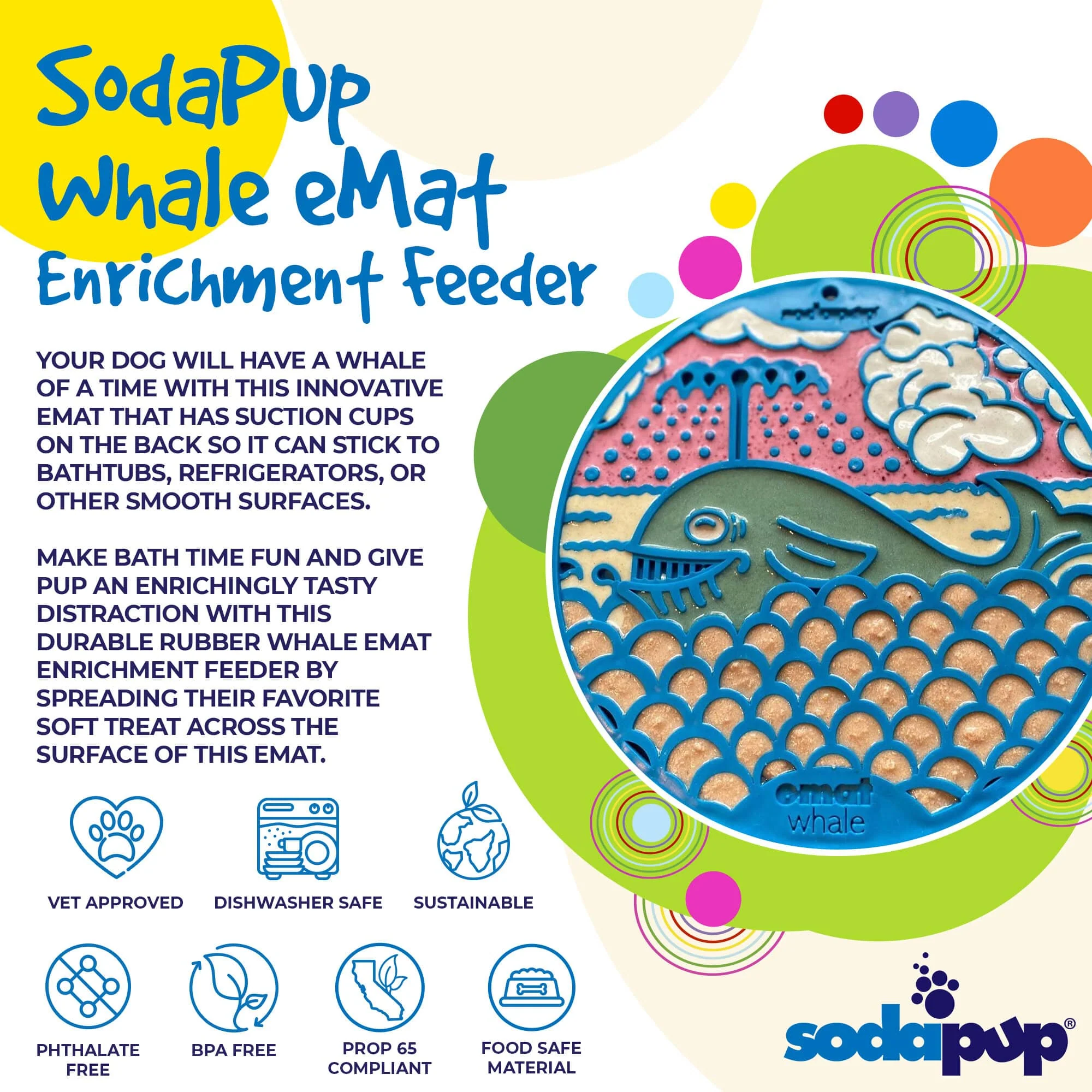 Whale eMat - Enrichment Lick Mat for Dogs and Cats - with Suction Cups | Whale Design | USA Made - Image 2