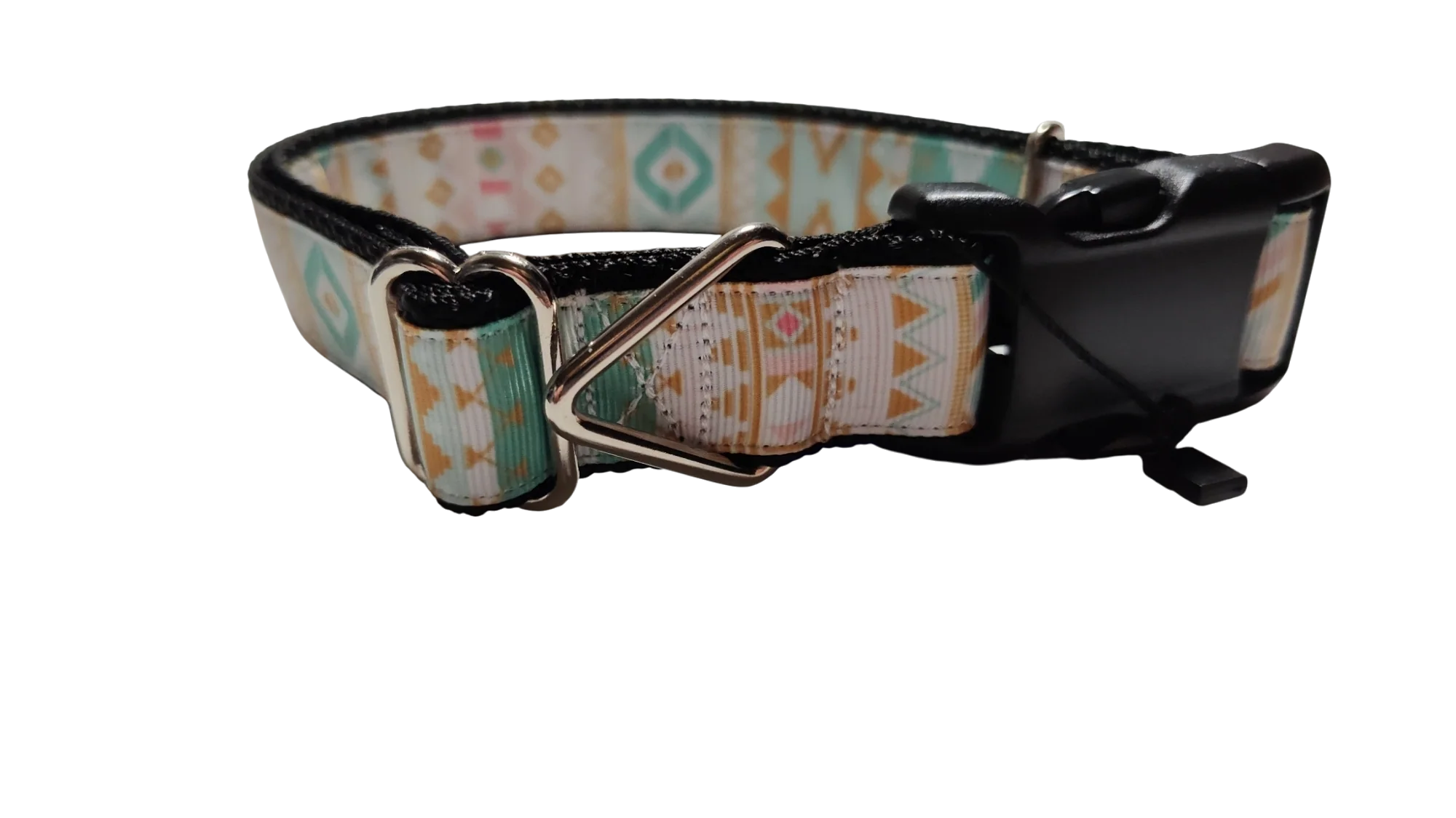 White and Gold Tribal Nylon Dog Collar - Image 2