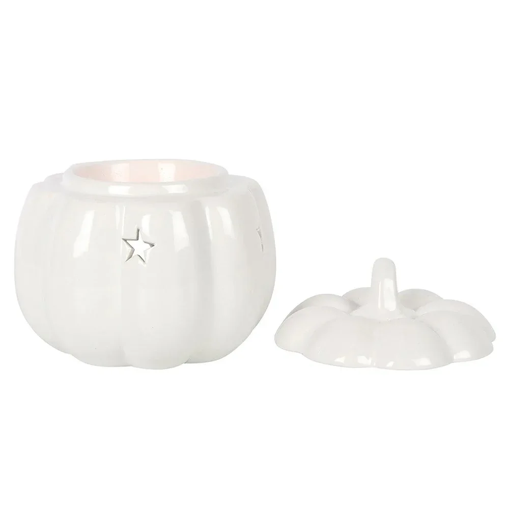 White Autumn and Fall Pumpkin Halloween Oil Burner - Image 3