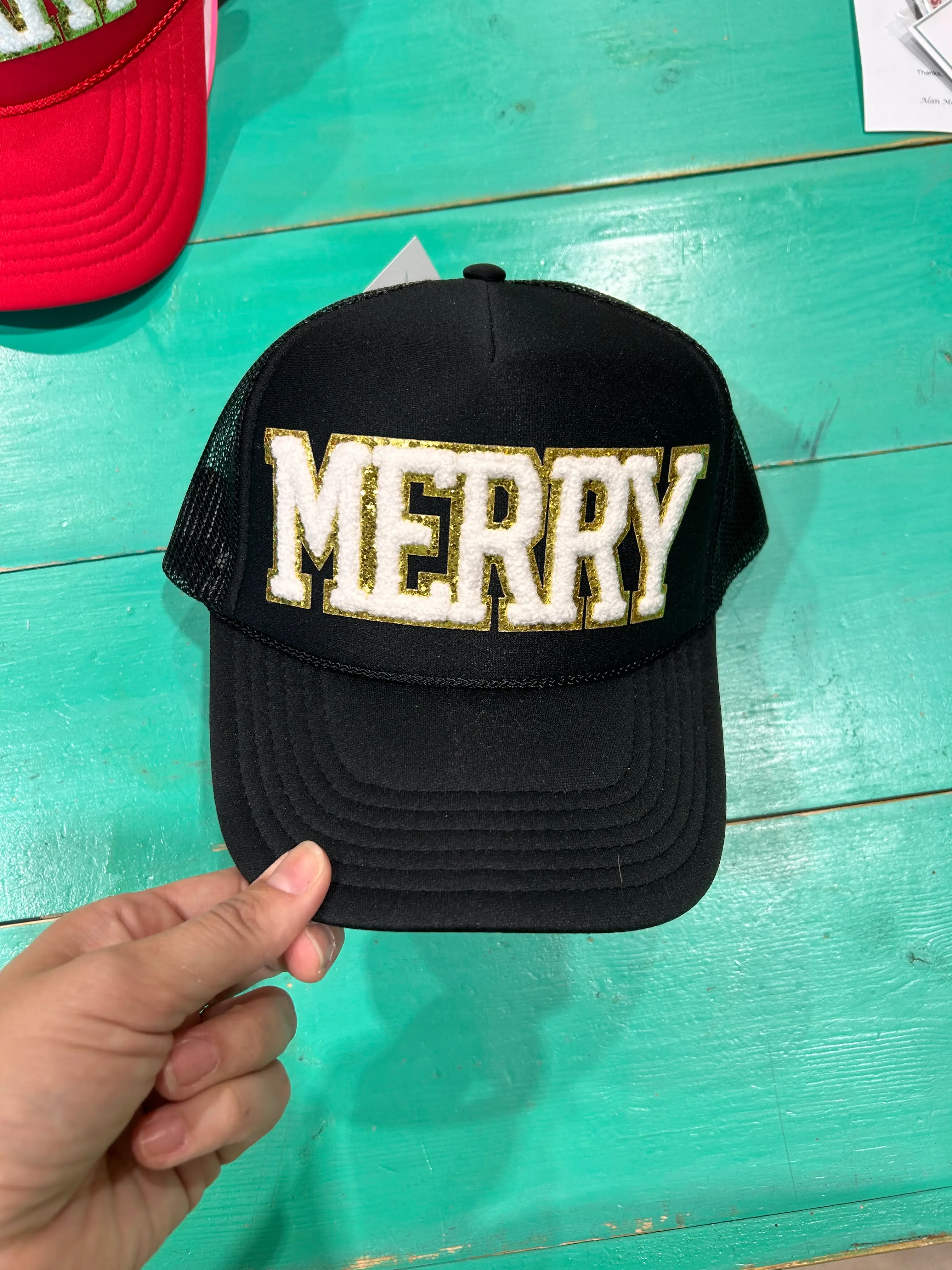 White Chenille Merry Trucker - Image 3