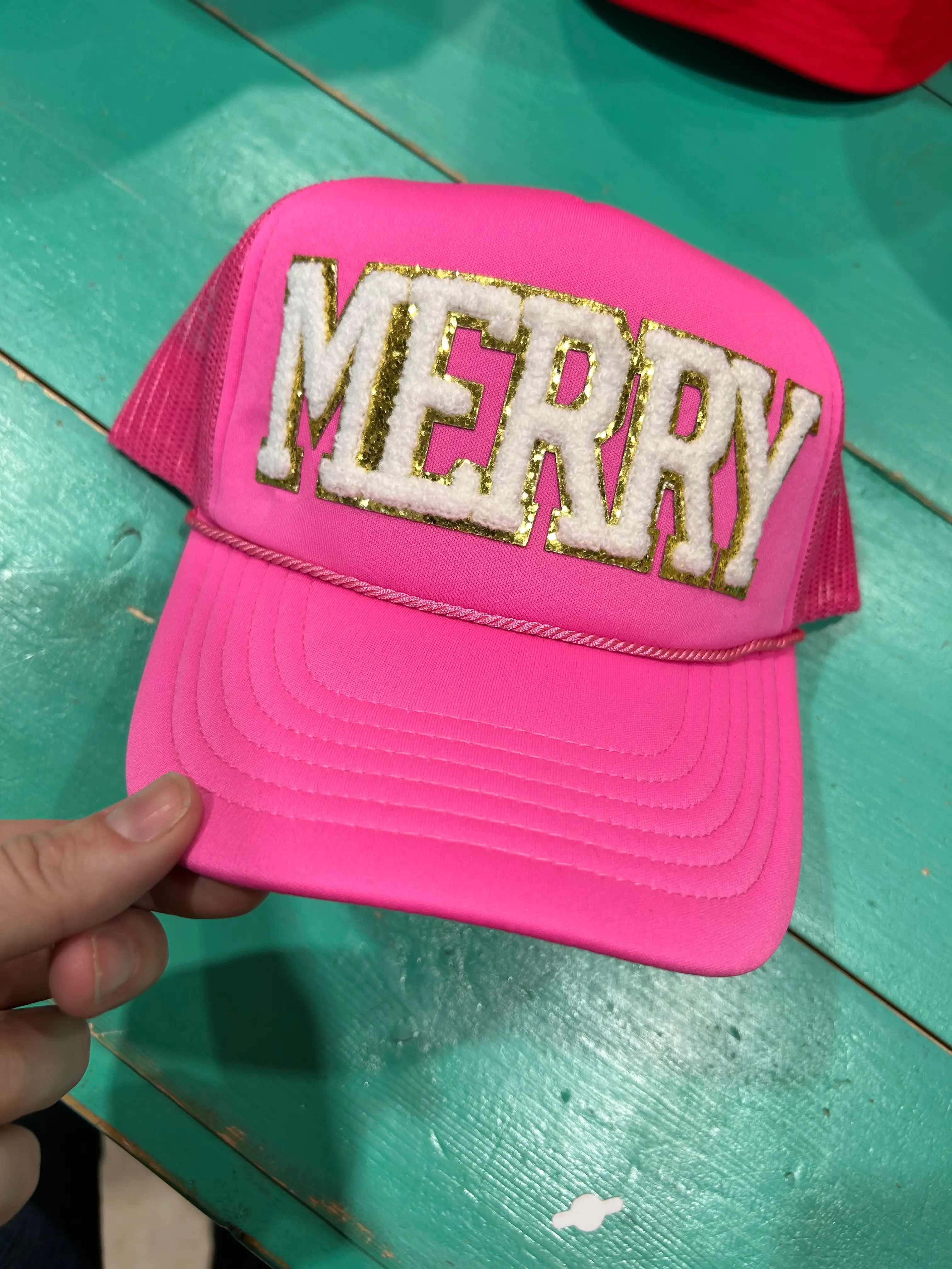 White Chenille Merry Trucker - Image 5