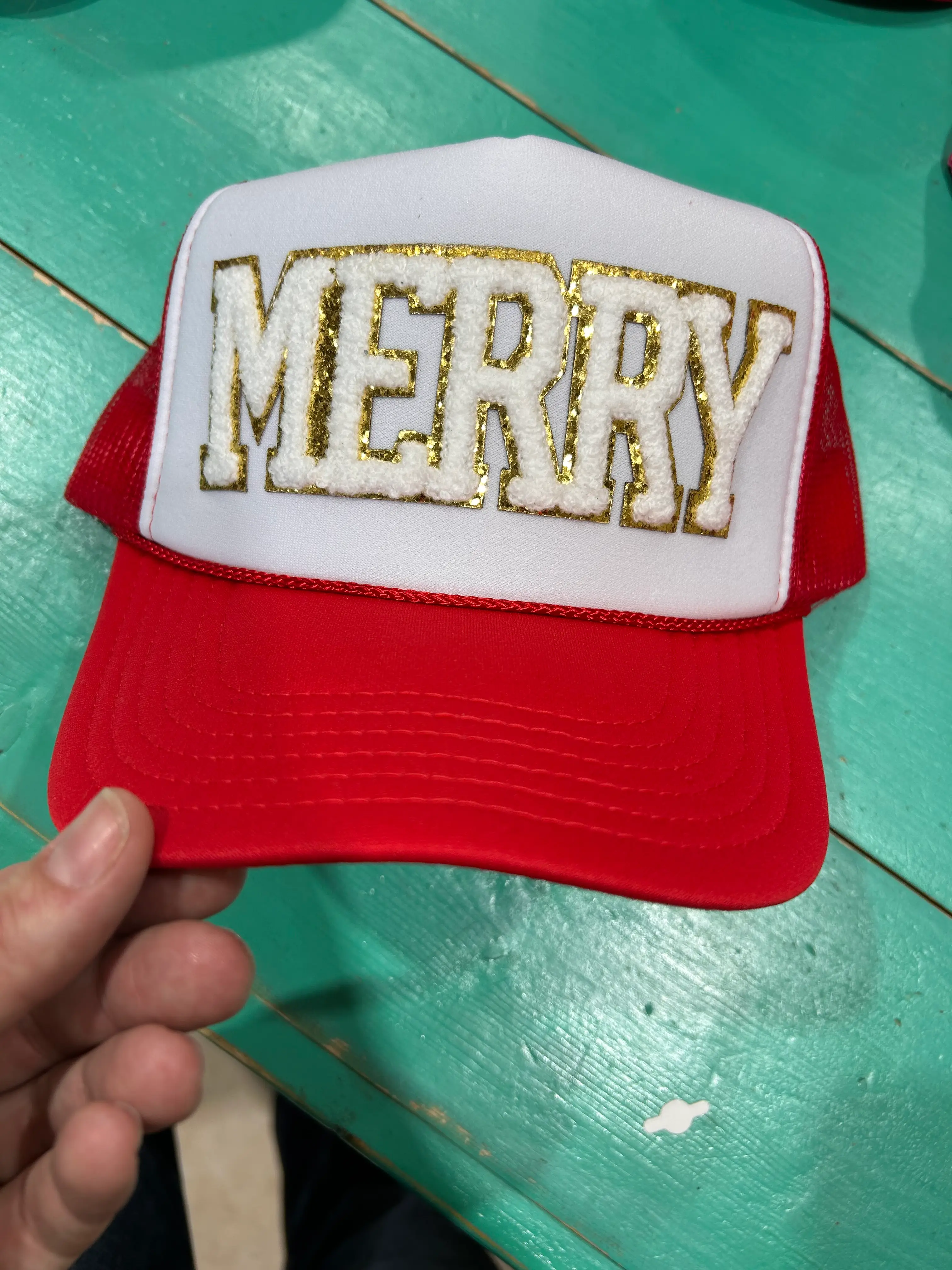 White Chenille Merry Trucker - Image 6