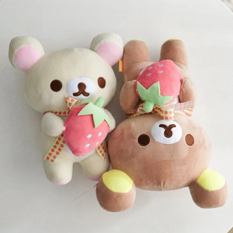 White Rilakkuma Plush Cute Animal Strawberry Cute Bear Stuffed Doll Kuma Plushies Kawaii Room Deocr Toys Xmas Gift for Kids - Image 3