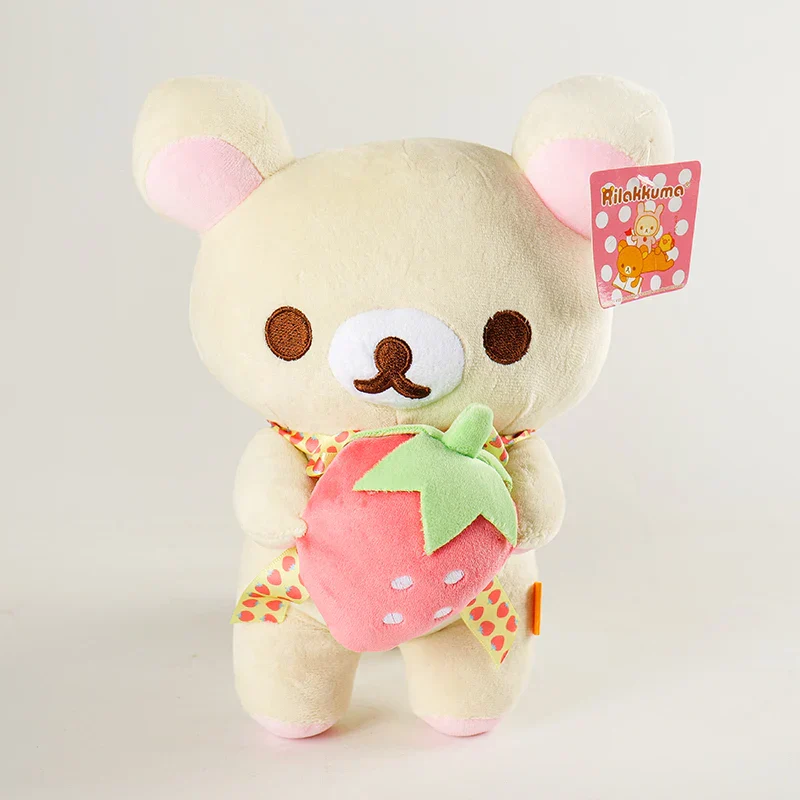 White Rilakkuma Plush Cute Animal Strawberry Cute Bear Stuffed Doll Kuma Plushies Kawaii Room Deocr Toys Xmas Gift for Kids - Image 7