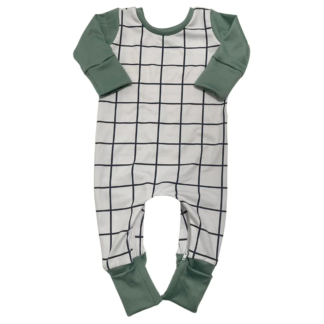 White Squares Zip Romper - Image 4