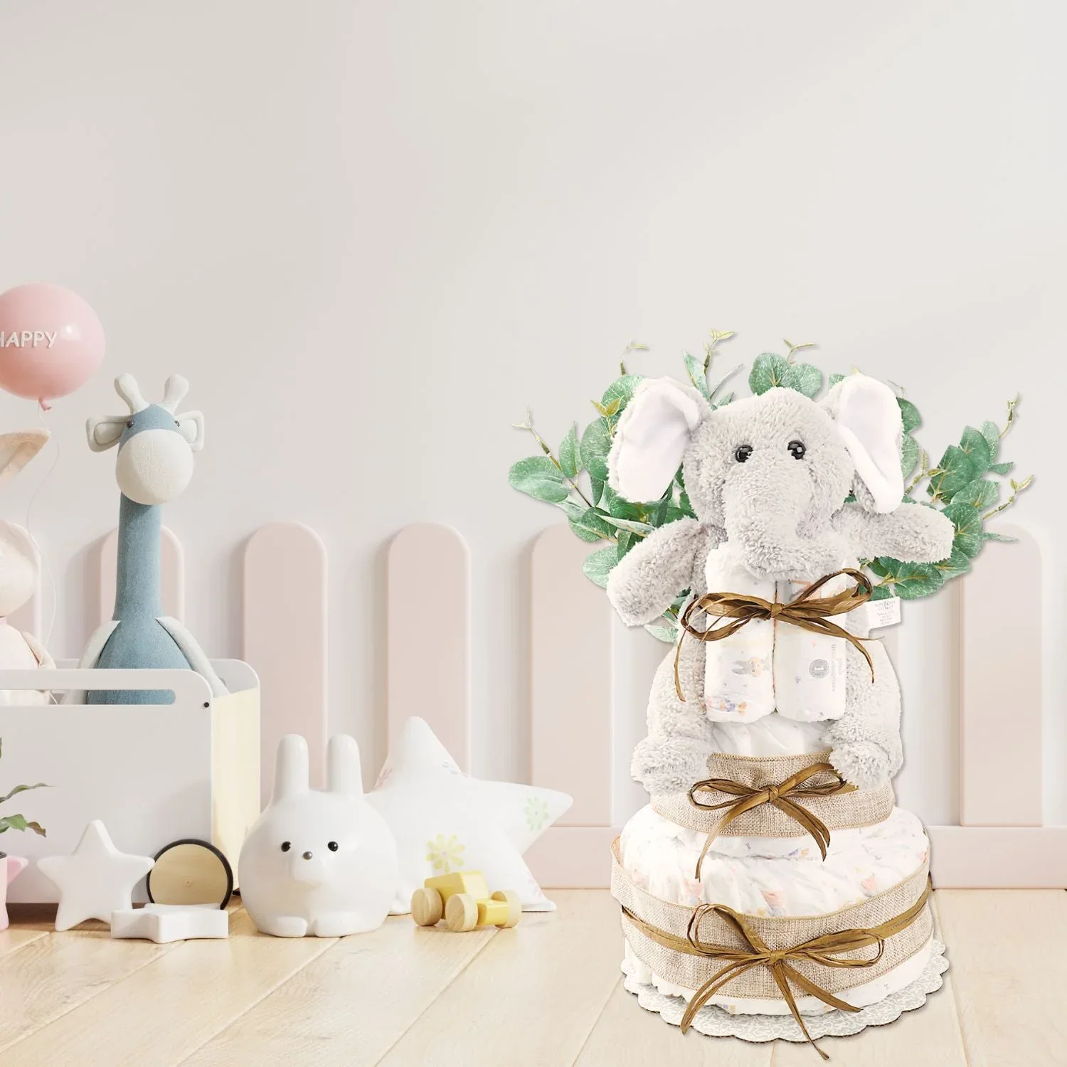 Wild About Baby Two-Tier Diaper Cake Gift - Image 3