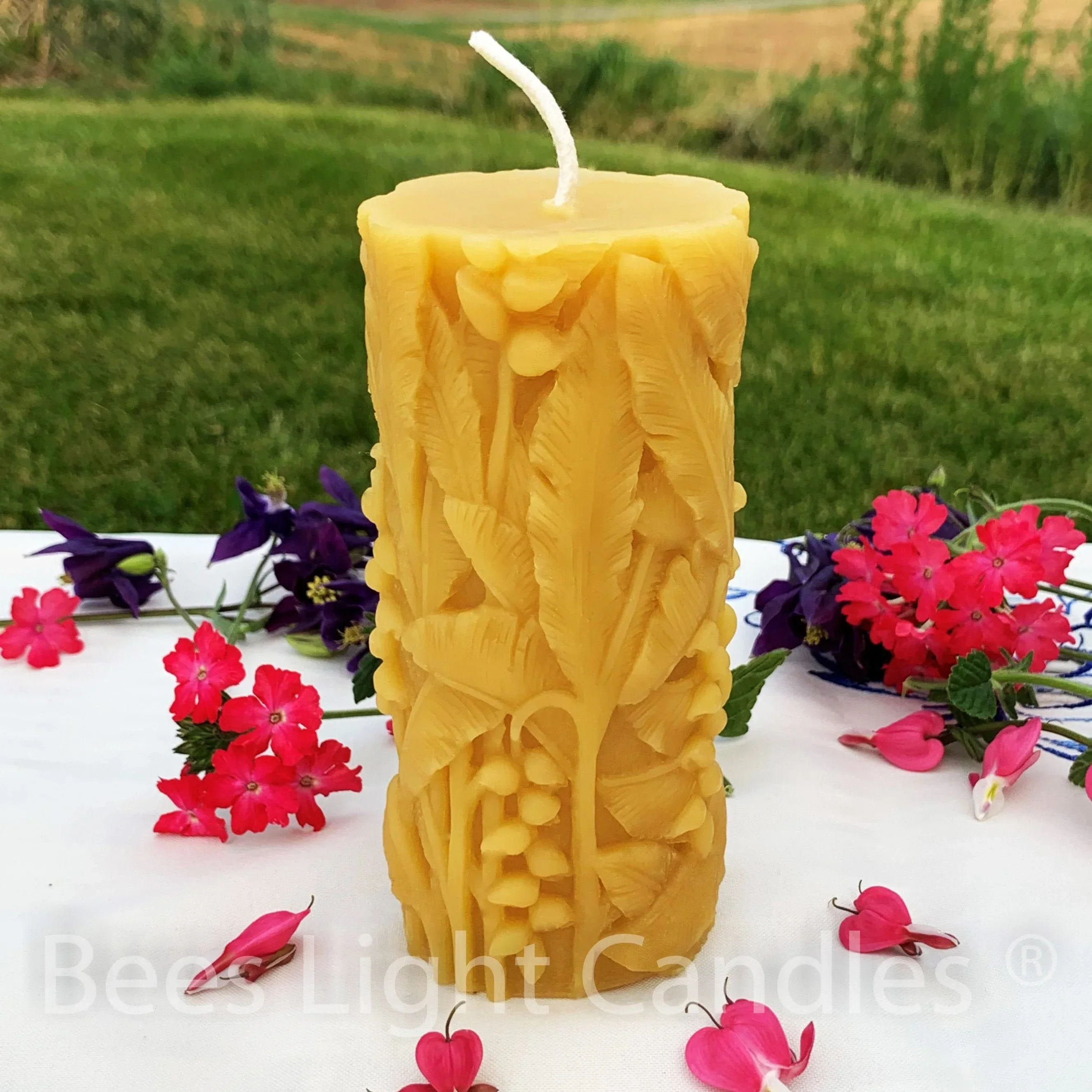 Wild Rainforest Pillar Beeswax Candle - Image 2