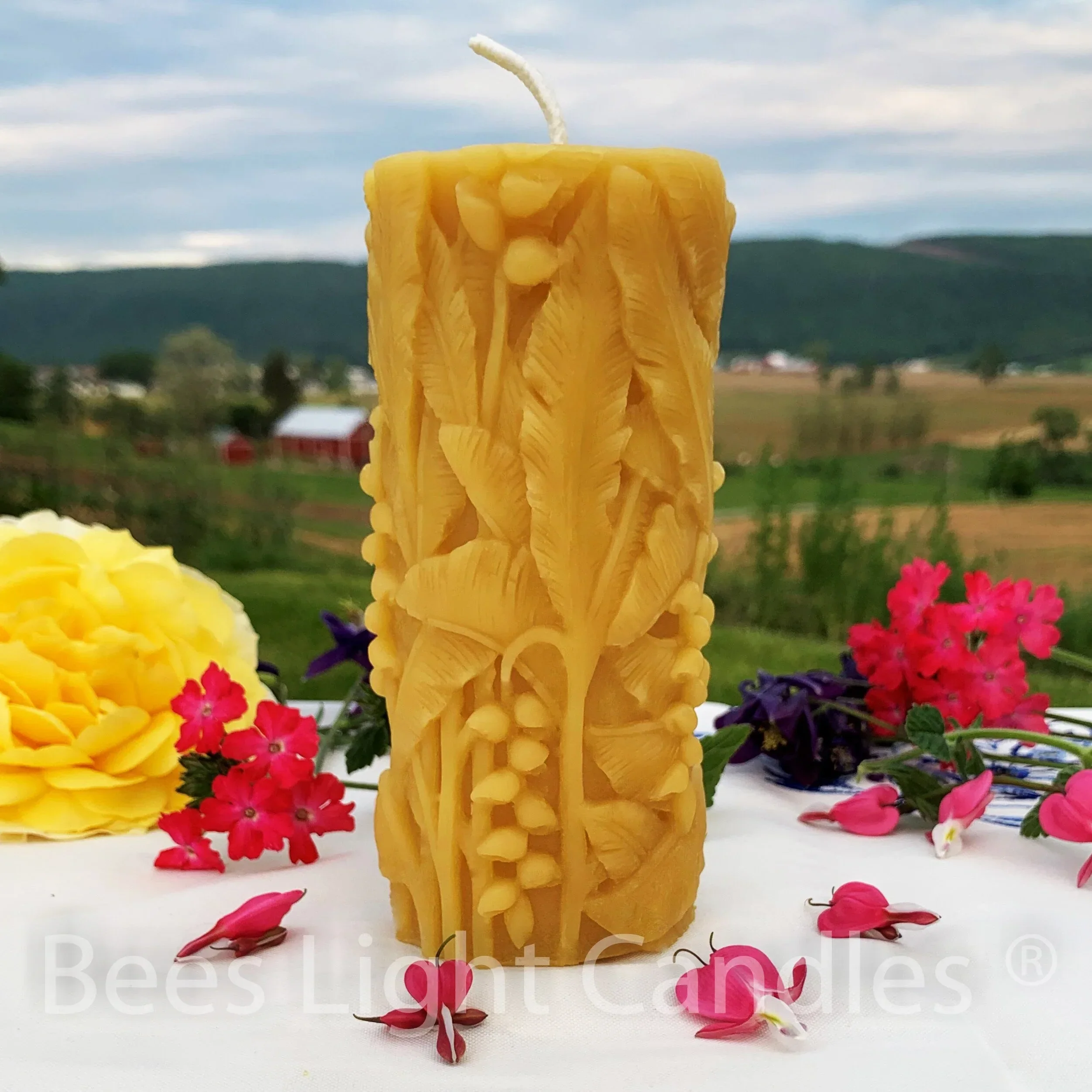 Wild Rainforest Pillar Beeswax Candle - Image 3
