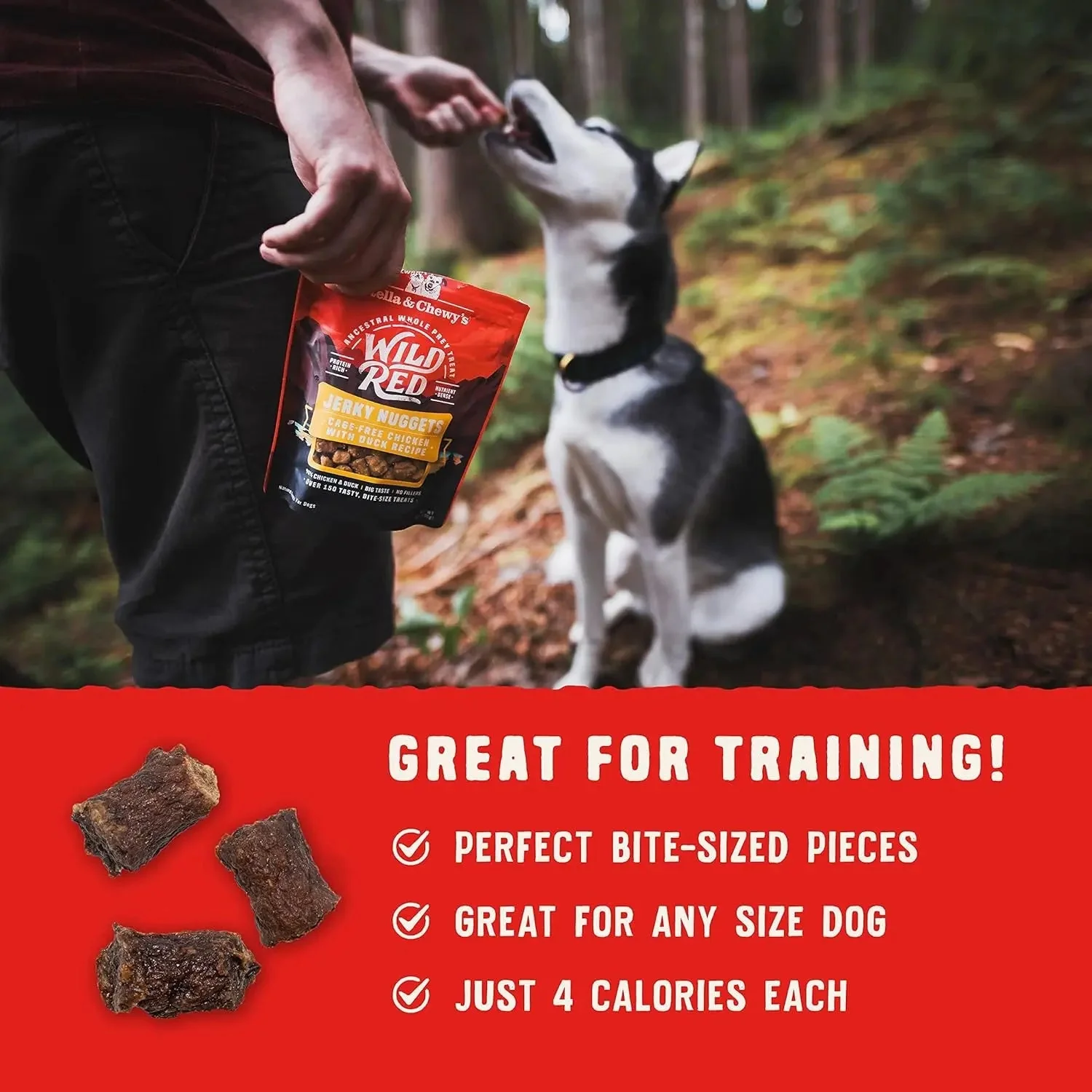 Wild Red Jerky Nuggets - 90% Protein-Rich Chicken & Duck Dog Treats - Grain-Free Training Rewards for All Breeds - Made in USA - 6 Oz Bag - Image 7
