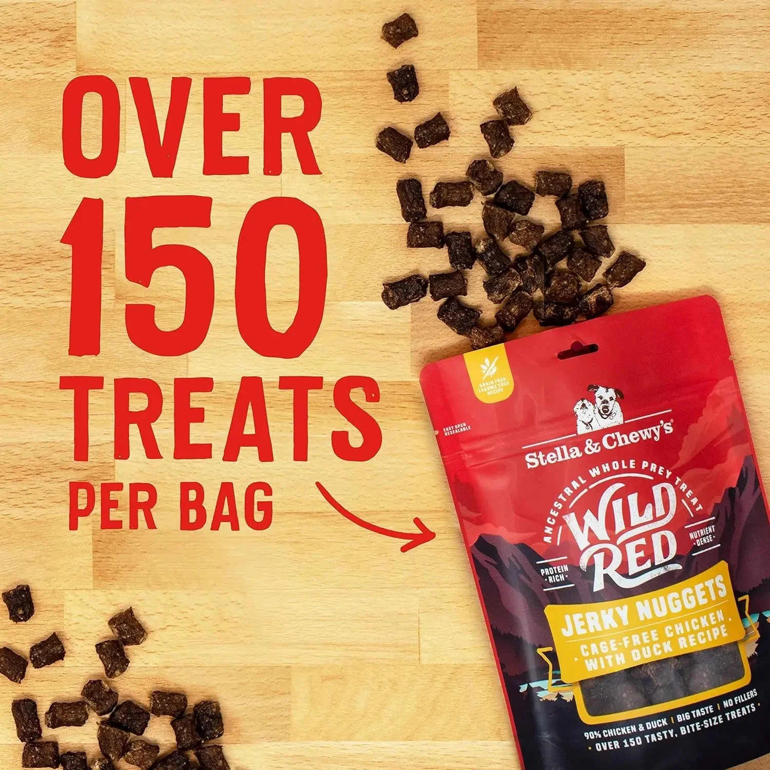 Wild Red Jerky Nuggets - 90% Protein-Rich Chicken & Duck Dog Treats - Grain-Free Training Rewards for All Breeds - Made in USA - 6 Oz Bag - Image 8