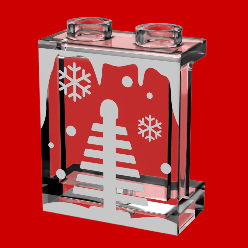 Winter Village Window with Christmas Tree 1x2x2 Panel - B3 Customs - Image 2