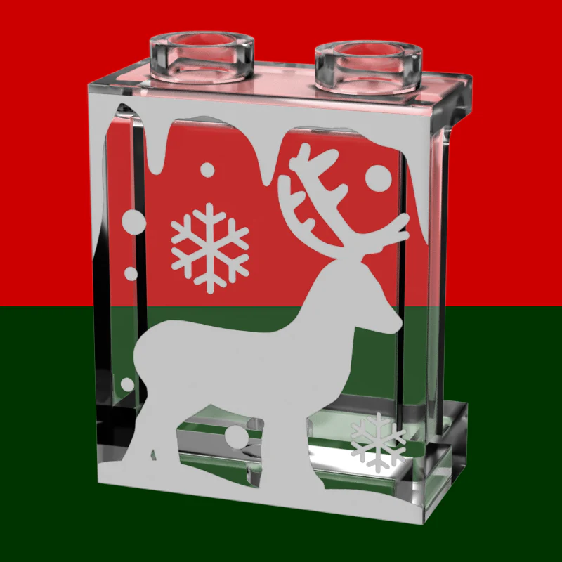 Winter Village Window with Reindeer made 1x2x2 Panel - B3 Customs - Image 2