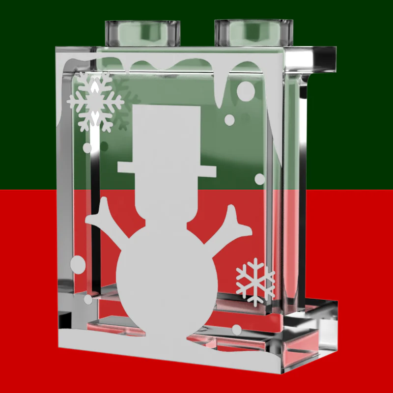 Winter Village Window with White Snowman 1x2x2 Panel - B3 Customs - Image 2