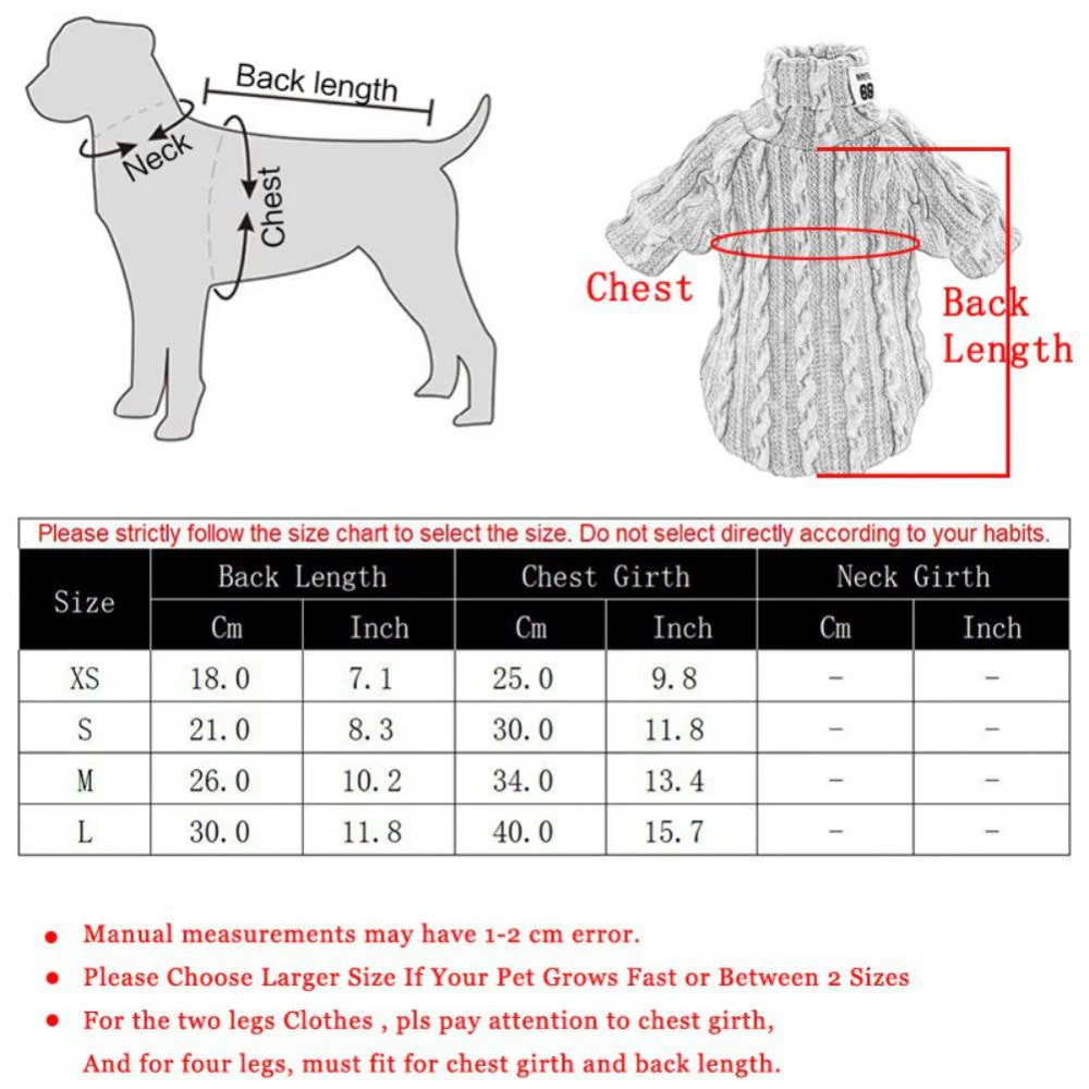 Winter Warm Knitted Turtleneck Sweater for Small Dogs or Cats - Image 2