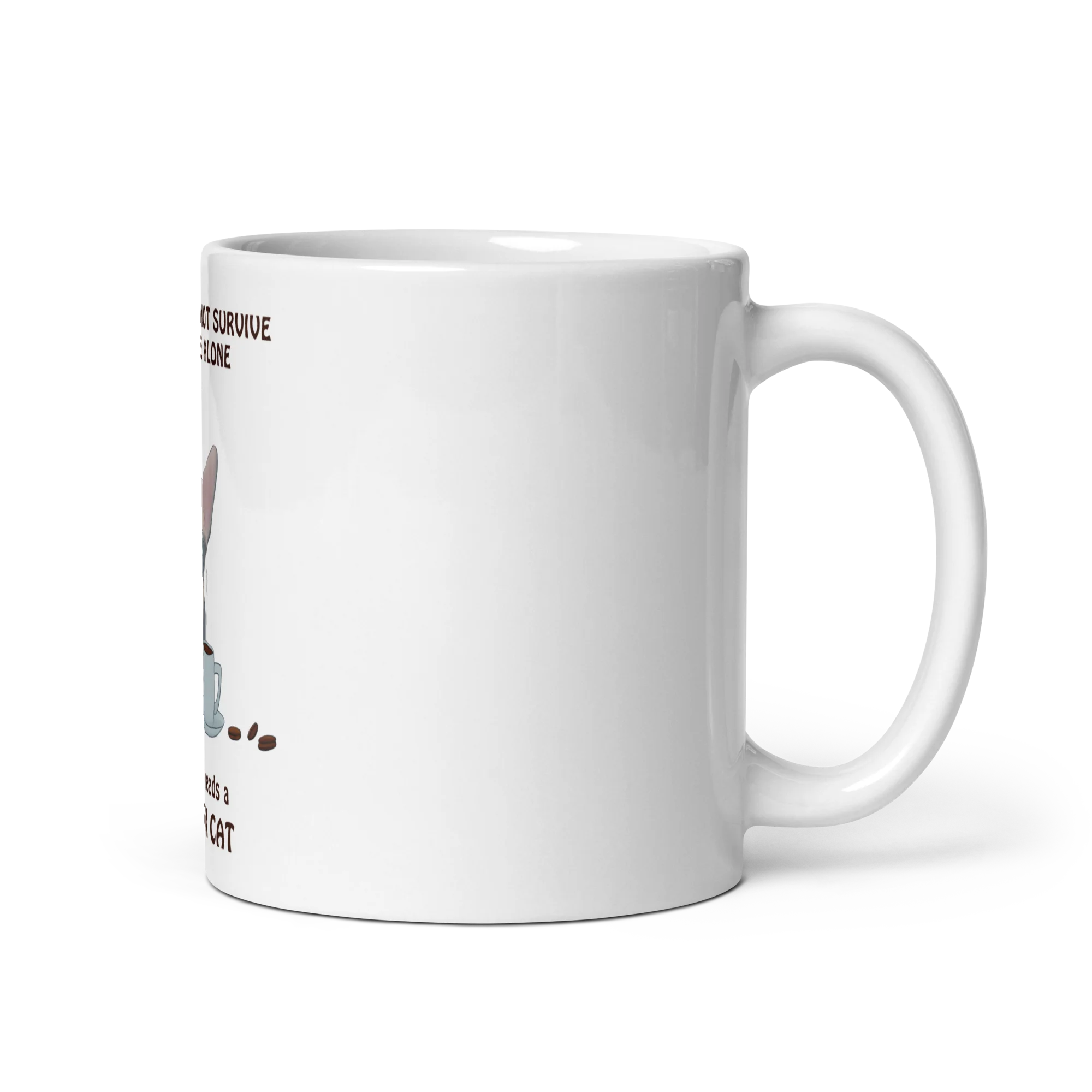 "WOMAN CAN'T SURVIVE ON COFFEE ALONE" COFFEE MUG - Image 3
