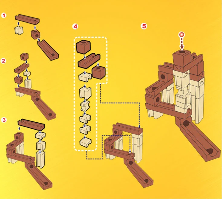 Wood Marbles Building Run Maze Ball Blocks Rollercoaster Style Construction Educational Toys For Children Kids Gifts - Image 3