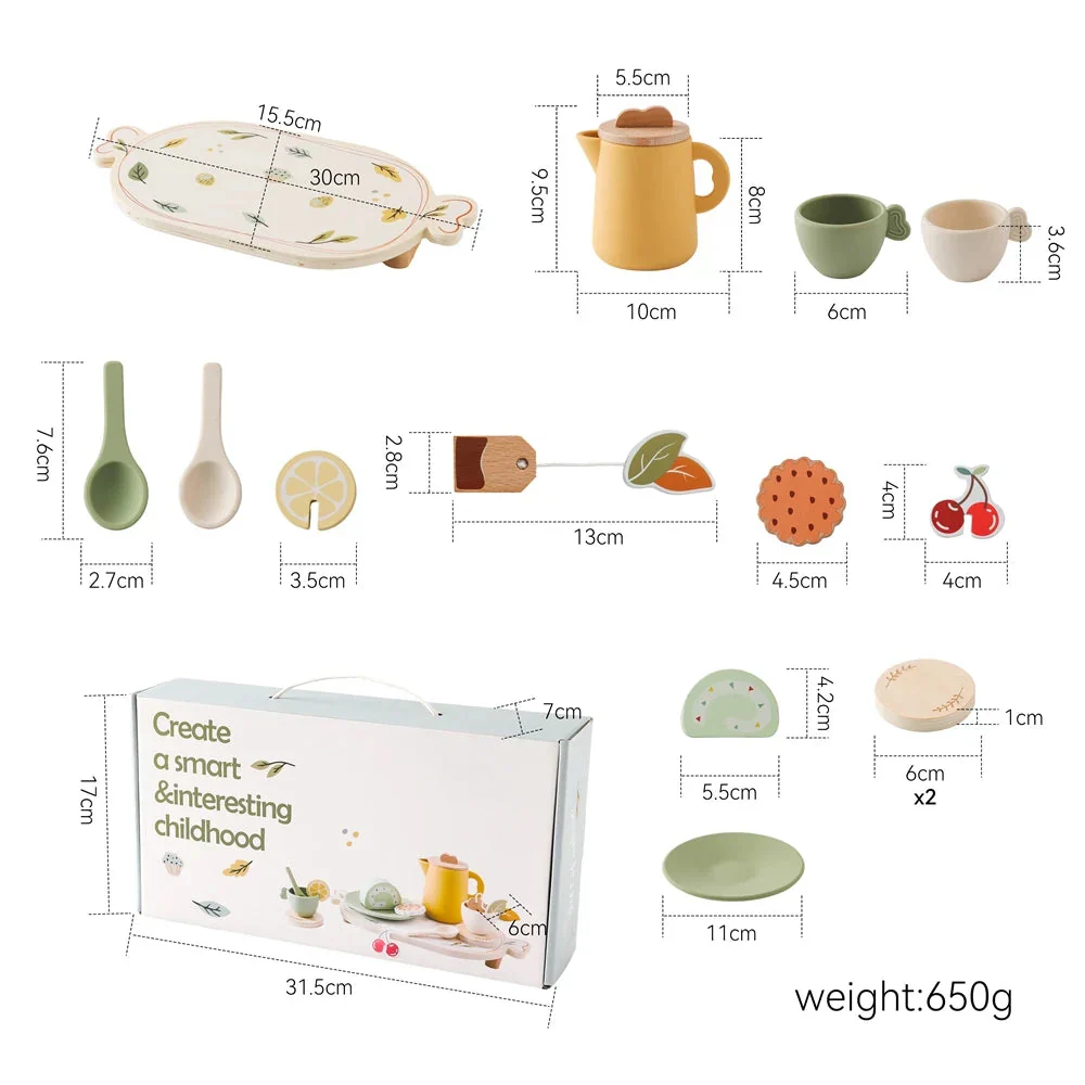 Wooden Children Montessori Toy Teapot Teacup Simulation Kitchen Utensil  BPA Free Silicone Kid Education Pretend Play Toy Gift - Image 10