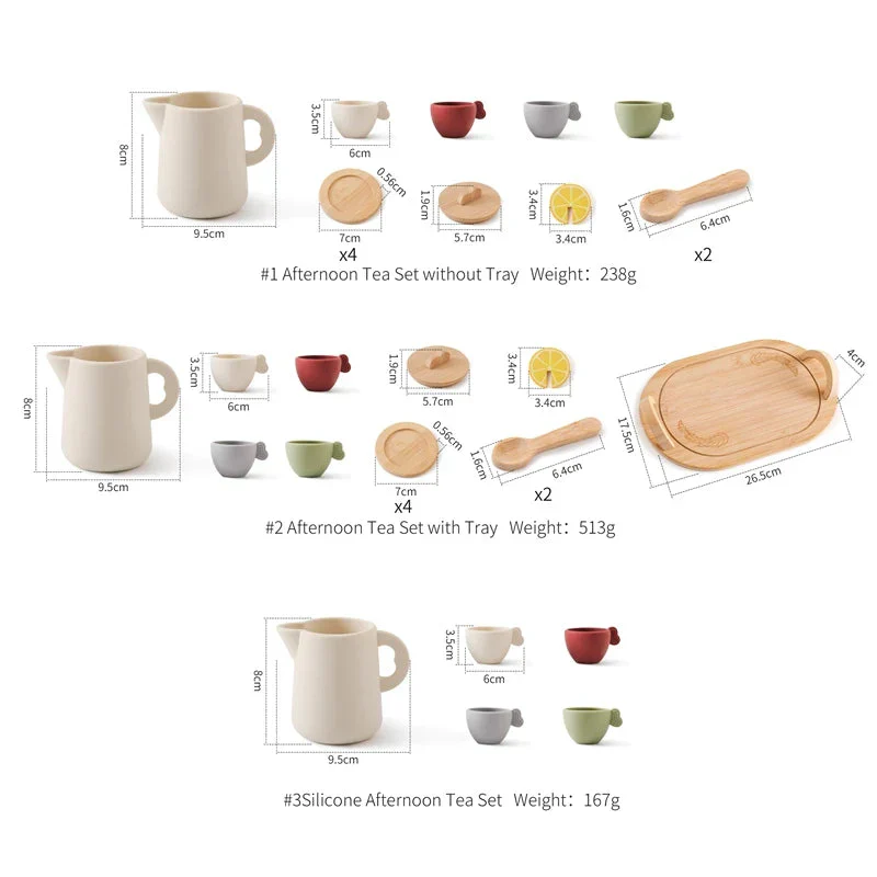Wooden Children Montessori Toy Teapot Teacup Simulation Kitchen Utensil  BPA Free Silicone Kid Education Pretend Play Toy Gift - Image 6