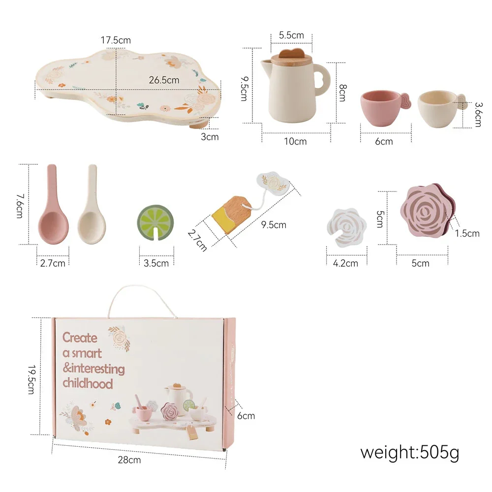 Wooden Children Montessori Toy Teapot Teacup Simulation Kitchen Utensil  BPA Free Silicone Kid Education Pretend Play Toy Gift - Image 7