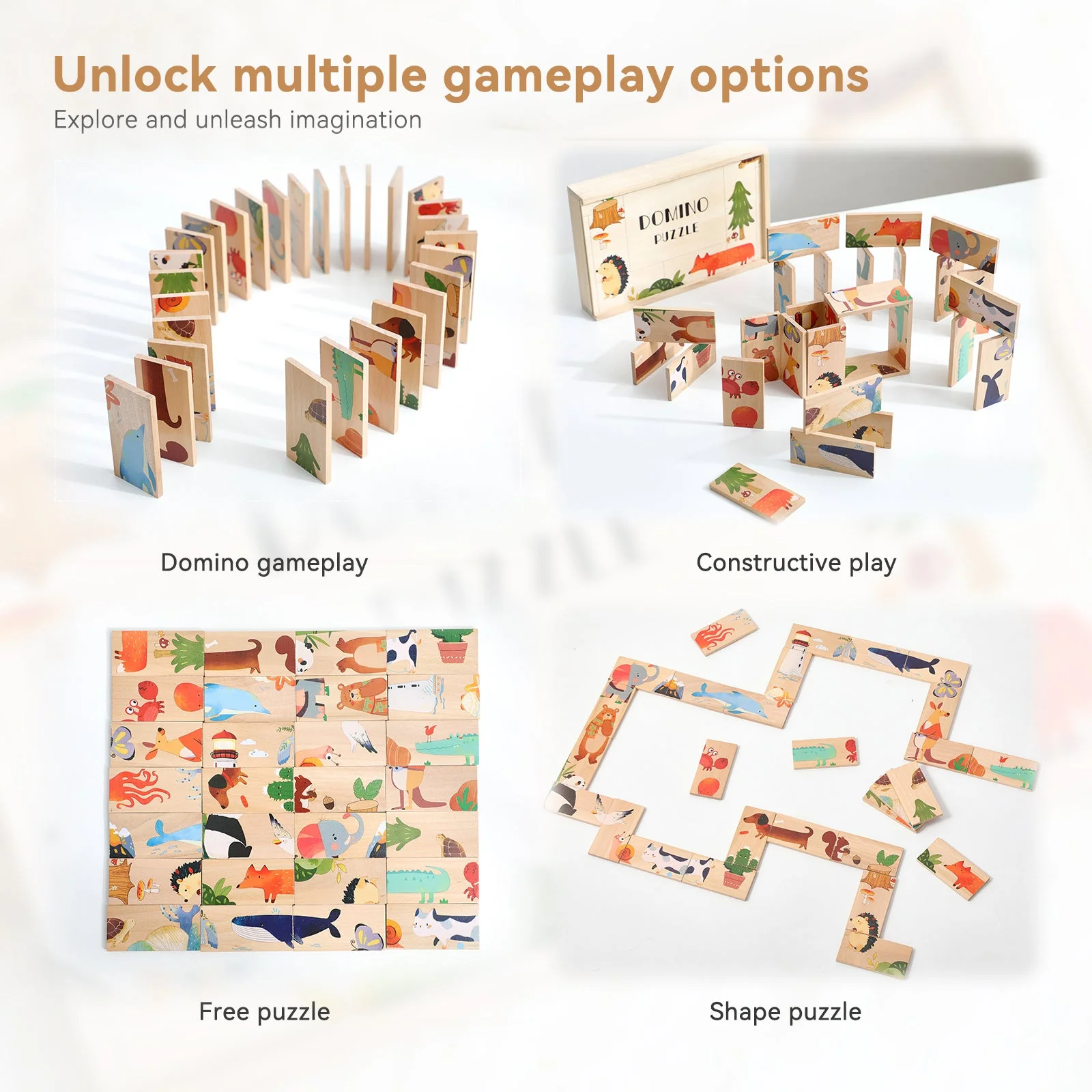 Wooden Children's Animal Puzzle Kids Interactive Educational Toys - Image 5