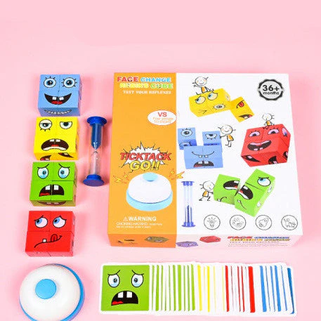 Wooden Expressions Toy Wooden Magic Cube Face Pattern Building Blocks Educational Montessori Toys Wooden Matching Block Puzzles - Image 5