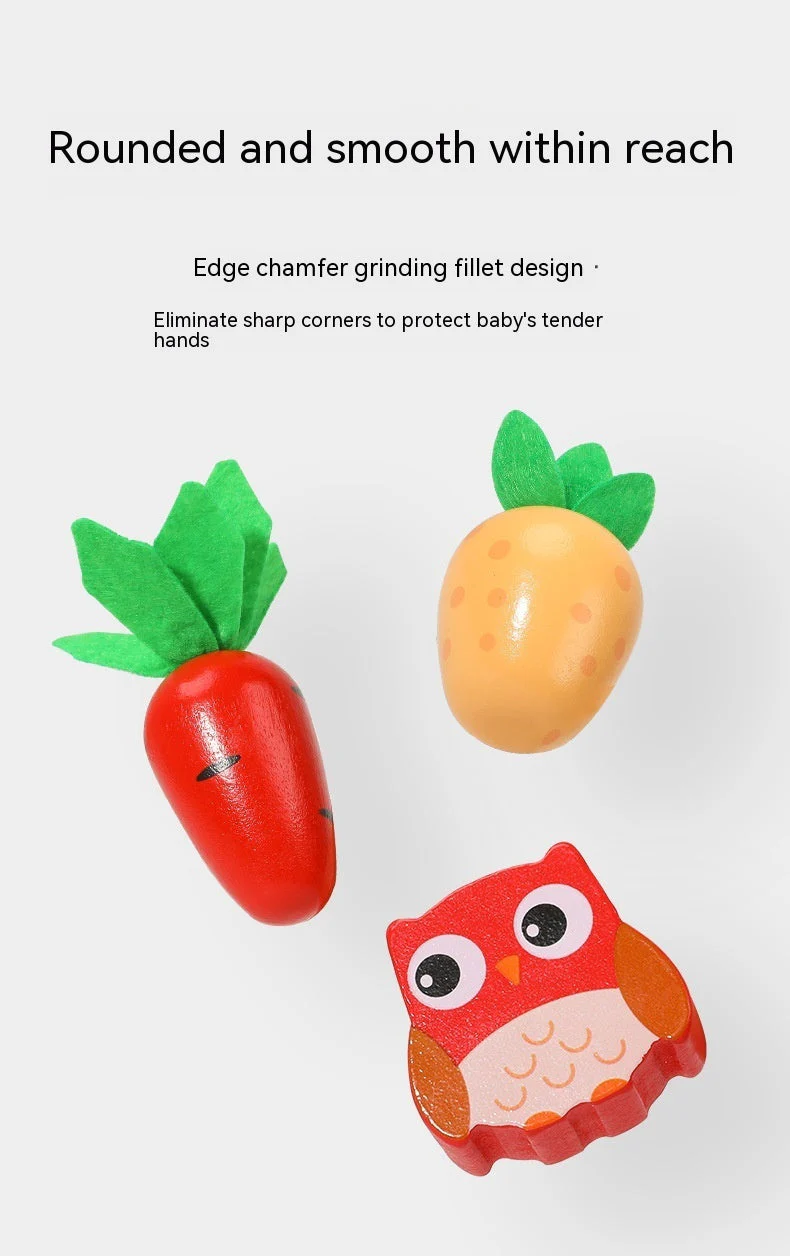 Wooden Farm Animal Car Pulling Radishes Bug Catching Educational Toy - Image 7