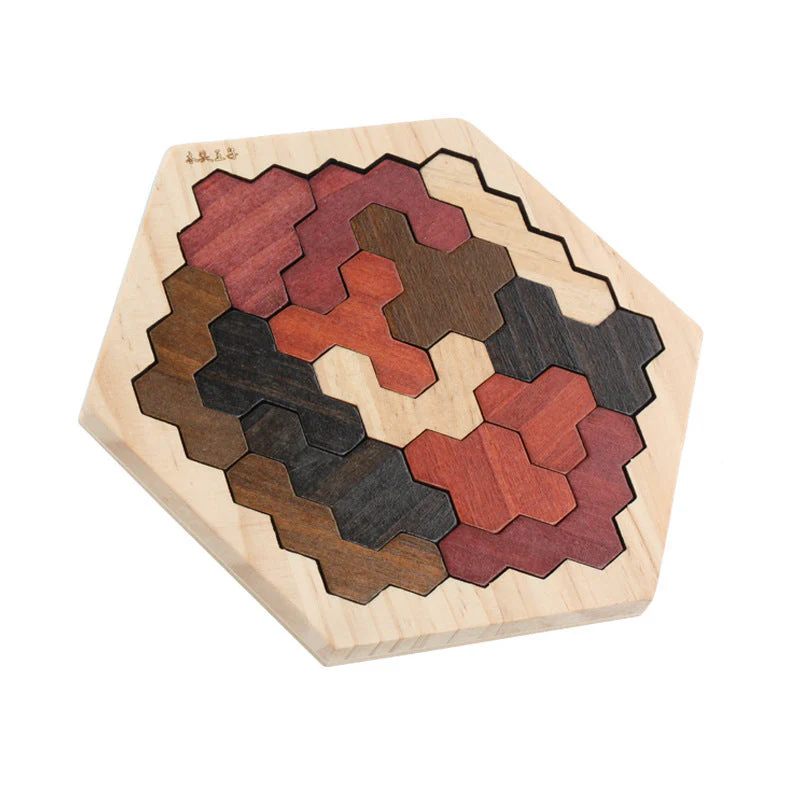 Wooden Hexagonal Geometric Puzzle - Image 2
