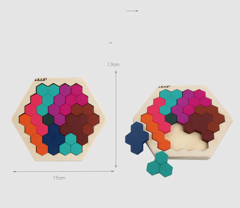 Wooden Hexagonal Geometric Puzzle - Image 3