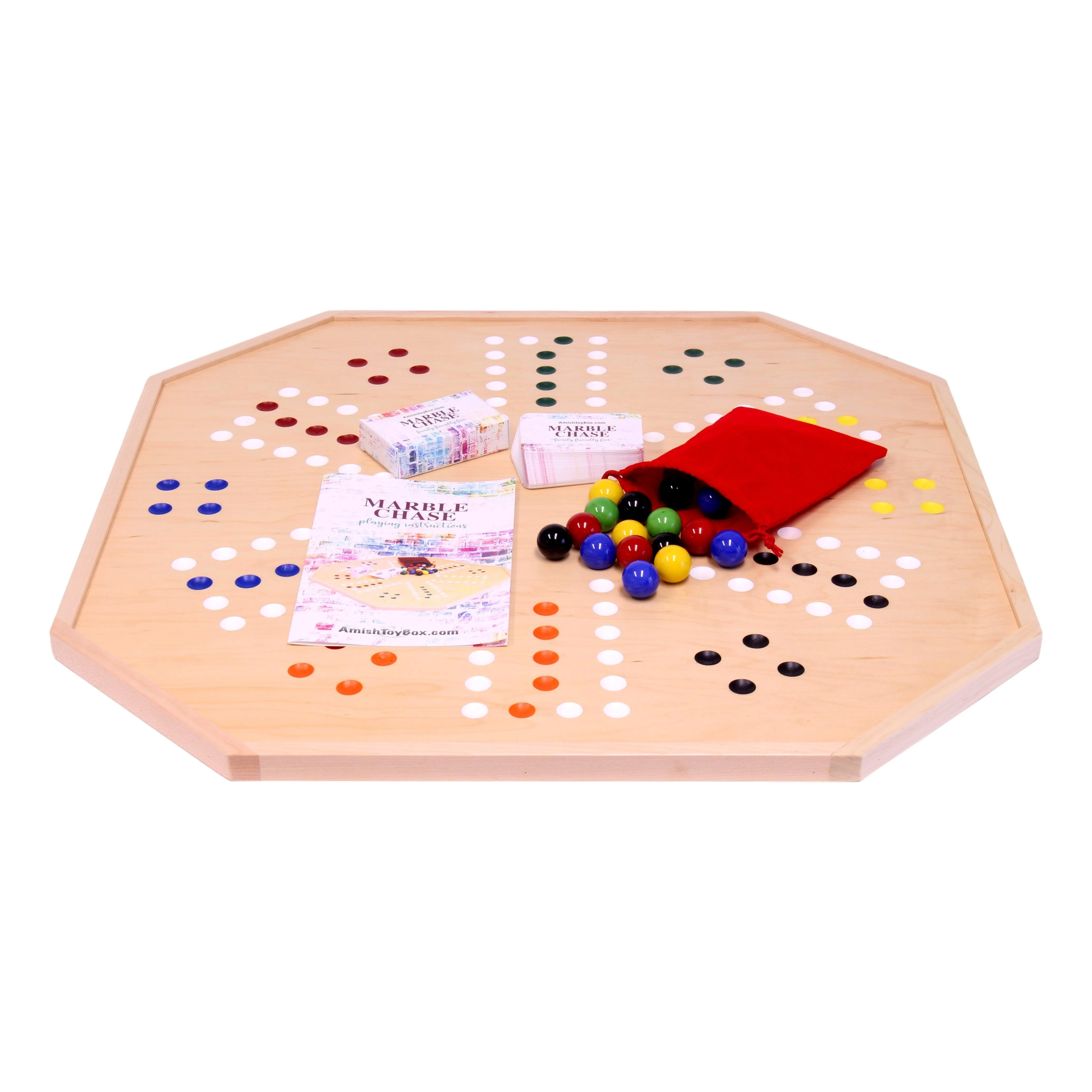 Wooden Marble Chase Board Game Set - 25" Wide Board - Double-Sided - Image 5
